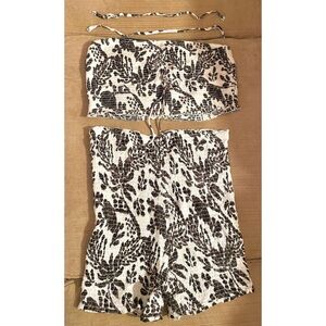 Intimately Free People black and white smocked floral bandeau shorts set